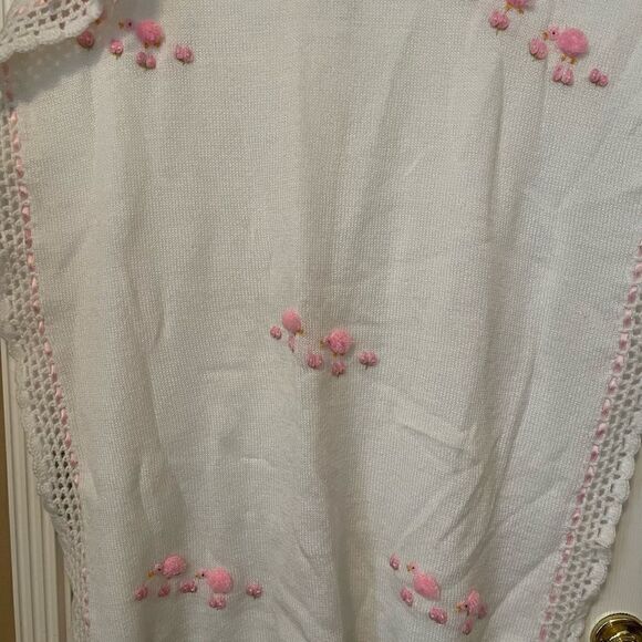 Nordstrom Made in Italy Handmade White and Pink Acrylic Baby Blanket 32x38 - Picture 11 of 16